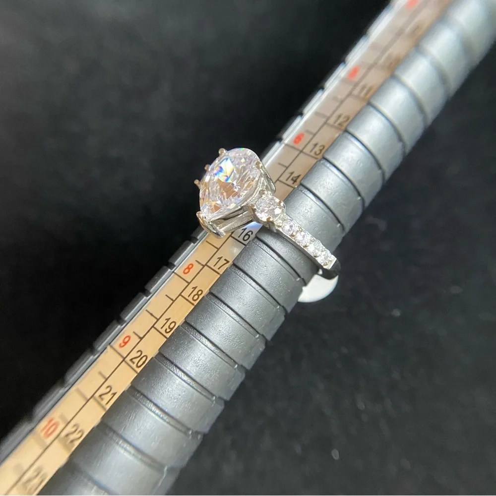 🆕 CZ center stainless steel ring with CZ accents